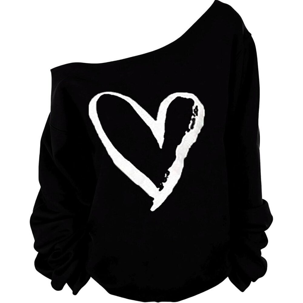 Women’s Cotton Off Shoulder Lips Print Sweater Casual Long Sleeve Plus Size